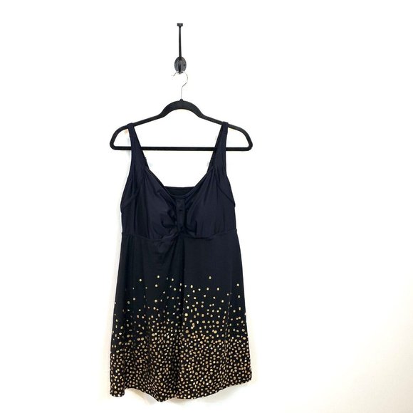 Swimsuits For All Other - NWT Swimsuits For All Women's Plus Size 20 Retro Swim Dress Swimsuit Gold Foil